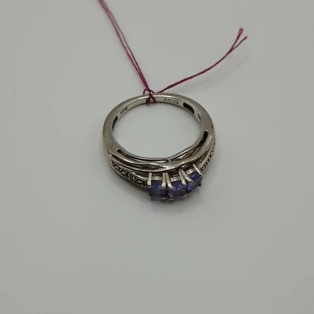 Sterling Silver and Purple Gemstone Stone Ring